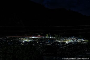 Khalte settlement at night as seen from the other side of the valley, across the Trishuli river.